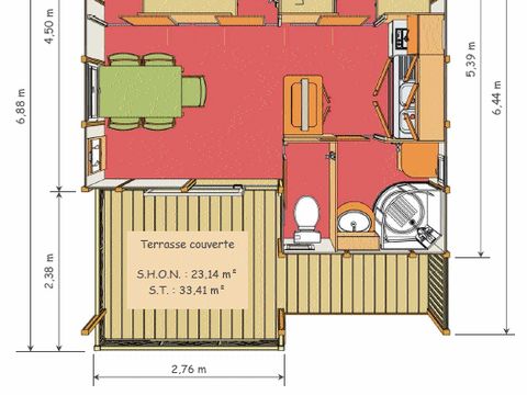 CHALET 5 personnes - 5 24m² + terrasse couverte 10m²  2 chambres
