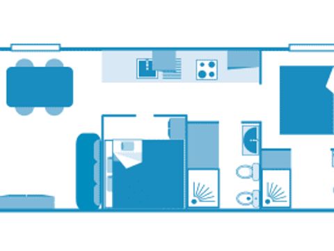 MOBILHOME 5 personnes - Cottage Deluxe 5p 2ch 2sdb ****