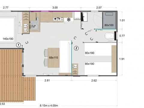 MOBILHOME 4 personnes - SAINT FLORENT Grand Confort - 2 chambres
