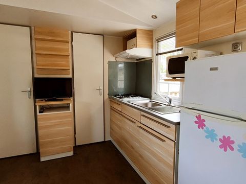 MOBILHOME 6 personnes - Mobil-home Premium 30 m² (3 chambres) terrasse semi-couverte 15m² + TV + LV + Clim 6 pers