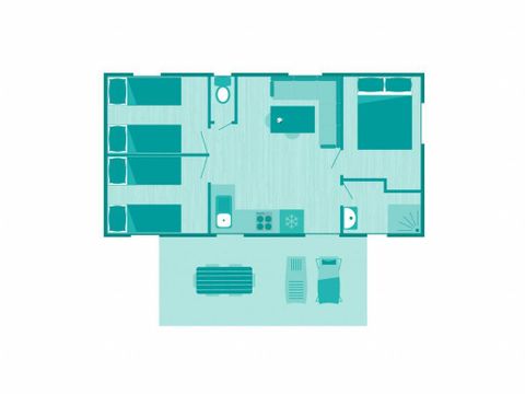 BUNGALOW 6 personnes - Mobil-home | Classic | 3 Ch. | 6 Pers. | Terrasse surélevée