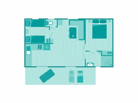 BUNGALOW 4 personnes - Mobil-home | Comfort | 2 Ch. | 4 Pers. | Terrasse surélevée | TV