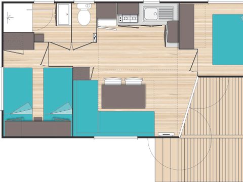 MOBILHOME 4 personnes - Cigalou  (Privilège) - 26m² 2 chambres