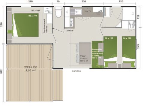 MOBILHOME 4 personnes - 21 CONFORT Mobil Home Logia 26m²