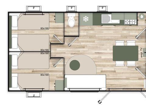 MOBILHOME 6 personnes - Lac de Sainte Croix (Premium) - 35m² 3 chambres
