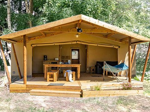Tente en toile et en bois 5 personnes - Ecolodge Cotton Nature