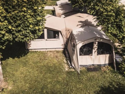 Tente en toile et en bois 6 personnes - Savannah Lodge 4 Pièces 6 Personnes Sans Sanitaire
