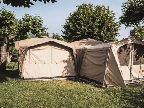 Tente en toile et en bois 6 personnes - Savannah Lodge 4 Pièces 6 Personnes Sans Sanitaire