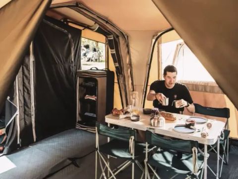 Tente en toile et en bois 6 personnes - Savannah Lodge 4 Pièces 6 Personnes Sans Sanitaire