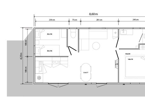 Mobilhome 4 personnes - Sunêlia Luxe - 2 chambres - 1 salle de bain - 31.6m²