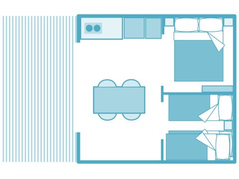 TENTE TOILE ET BOIS 5 personnes - ECO Lodge 2ch 5pers sans sanitaire