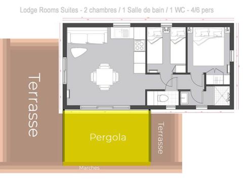 Lodge 4 personnes - Family 34,02 m² - 2 chambres - Terrasse - TV