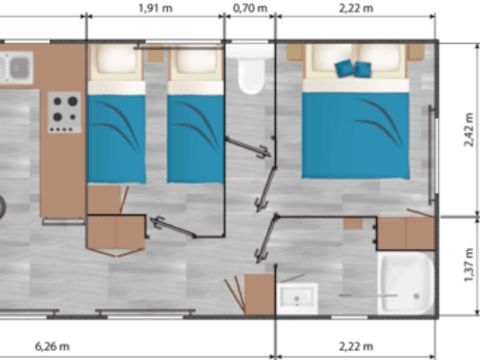 MOBILHOME 4 personnes - Confort Plus 2 CH 4 pers