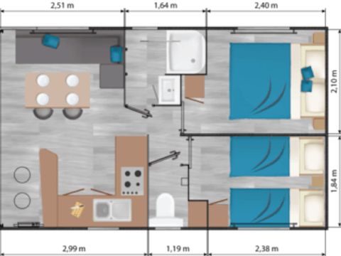MOBILHOME 4 personnes - Confort Plus 2 CH 4 pers