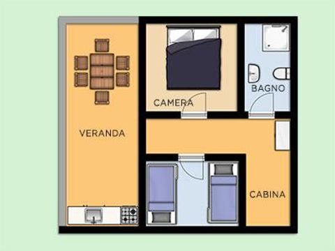 BUNGALOW 6 personnes - en bois 4+2 42 m²