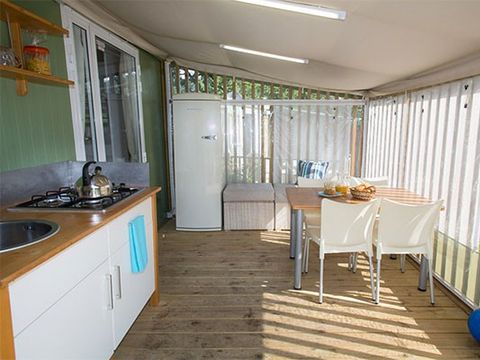 TENTE TOILE ET BOIS 5 personnes - Lodge hybride | 2 Ch. | 4/5 Pers. | 1 SDB | Clim.