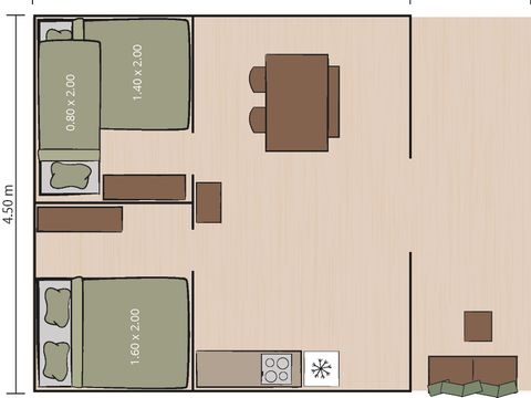 Tente en toile et en bois 4 personnes - Stella Maris - Safari tent Lodge (5P)
