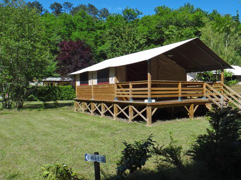 Tente en toile et en bois 5 personnes - Lodge - NIAGARA 40m² avec salle de bain