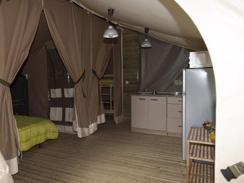 Tente en toile et en bois 5 personnes - Lodge - NIAGARA 40m² avec salle de bain