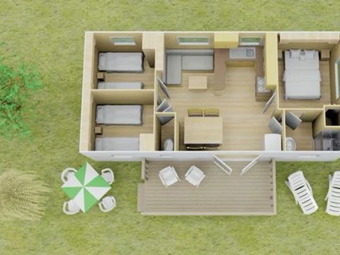 MOBILHOME 8 personnes - Mobil-home | Classic | 3 Ch. | 6/8 Pers. | Terrasse surélévée non couverte