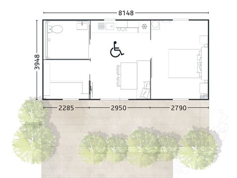 MOBILHOME 4 personnes - MH 2 CH PREMIUM PMR 4 pers 1/4 pers