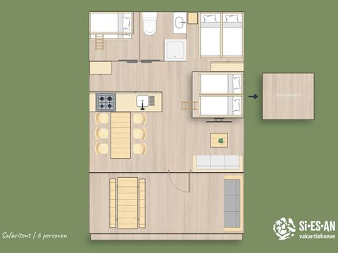 Tente en toile et en bois 6 personnes - Tente safari | 6 personnes