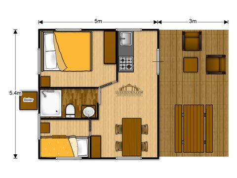 Tente en toile et en bois 4 personnes - Lodge Insolite - 2 chambres