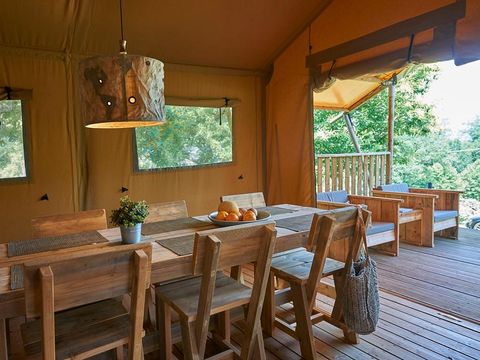 Tente en toile et en bois 5 personnes - Tente Glamping Safari - 2 chambres - 5*