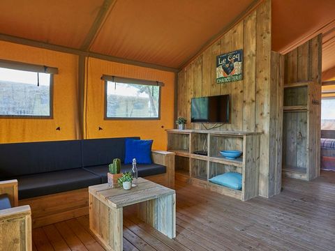 Tente en toile et en bois 5 personnes - Tente Glamping Safari - 2 chambres - 5*