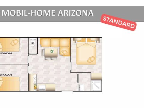 MOBILHOME 6 personnes - Mobil-home Arizona 4 Pièces 6 Personnes Climatisé + TV