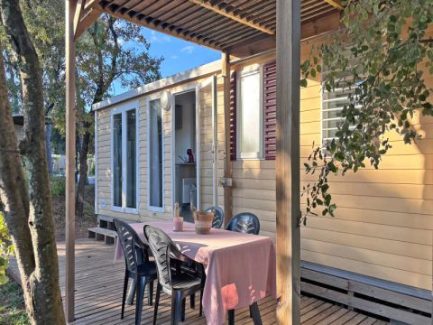 MOBILHOME 6 personnes - Mobil Home Aqua 3ch 6 pers  Terrasse Semi-couverte Clim TV