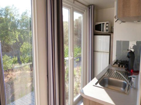 MOBILHOME 6 personnes - Mobil Home Aqua 3ch 6 pers  Terrasse Semi-couverte Clim TV
