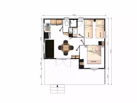 BUNGALOW 4 personnes - Cèdre 3 Pièces 4 Personnes