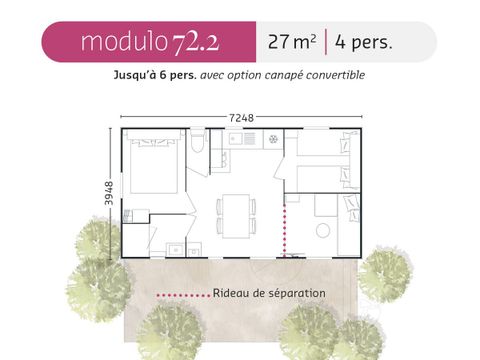 MOBILHOME 6 personnes - MH 2CH PREMIUM - TERRASSE SEMI COUVERTE