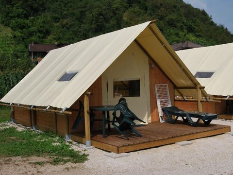 Tente en toile et en bois 6 personnes - Tente equippée SANPEI