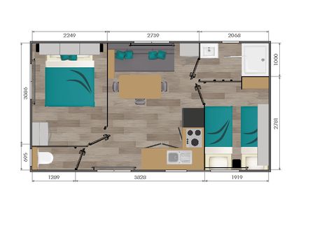 MOBILHOME 4 personnes - Cottage Opale  Vacances - 2 Chambres -  27m2 - Terrasse en bois