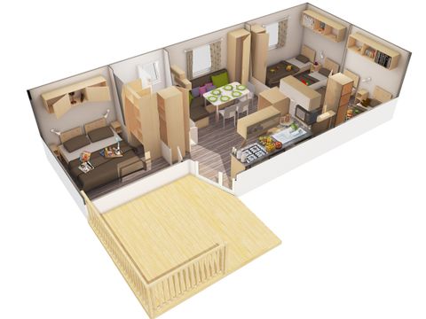 Mobilhome 8 personnes - Mobil-home CONFORT 33m² -3 chambres avec terrasse couverte