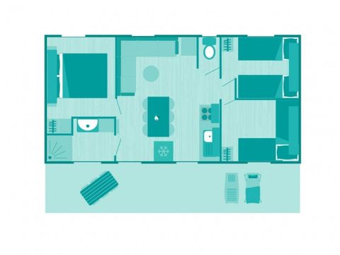MOBILHOME 6 personnes - Cottage Violette 6 pers 3 Ch 1 Sdb ***
