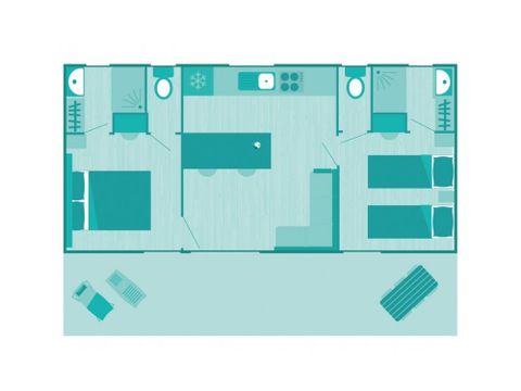 MOBILHOME 4 personnes - Cottage Jacinthe 4 pers 2 Ch 2 Sdb ****