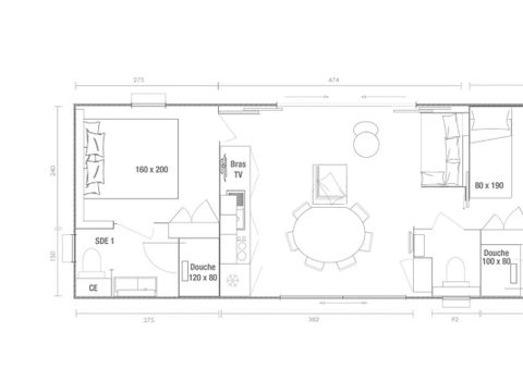 MOBILHOME 4 personnes - Cottage Tulipe 4 pers 2 Ch 2 Sdb Premium