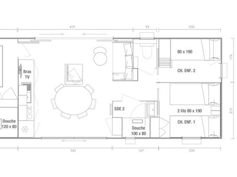 MOBILHOME 6 personnes - Cottage Lys 6 pers 3 Ch 2 Sdb Premium