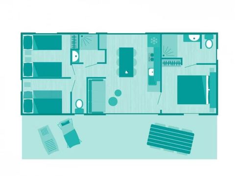 Mobilhome 6 personnes - Cottage Lys - 3 chambres - 2 salles de bain Premium