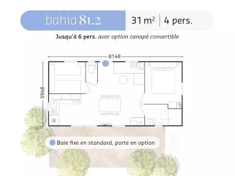MOBILHOME 4 personnes - Cottage Iris 3 Pièces 4 Personnes + TV