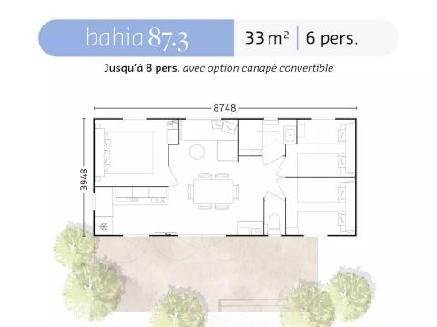 MOBILHOME 6 personnes - Cottage Violette 4 Pièces 6 Personnes + TV
