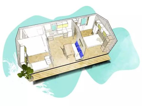 MOBILHOME 4 personnes - Cottage PMR Jonquille 3 Pièces 4 Personnes + TV ***