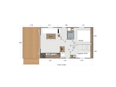 MOBILHOME 4 personnes - Eden Duo - 2 chambres + TV