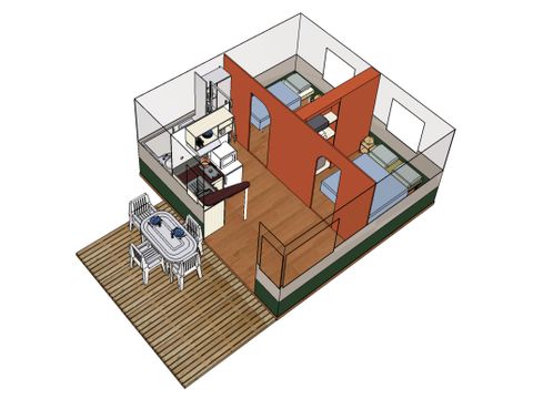 TENTE 5 personnes - Kanada Confort avec cabine de douche et toilettes