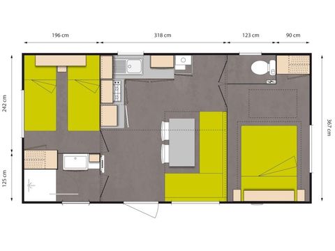 MOBILHOME 6 personnes - Premium Verveine - 2 chambres + terrasse 11.25 m²