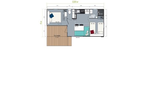 MOBILHOME 4 personnes - Mobil-home Premium Loggia 32m² 2 chambres - Arrivée le Dimanche en Juillet et Août