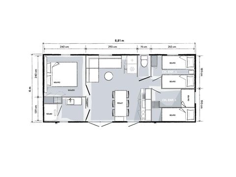MOBILHOME 6 personnes - Sunêlia Prestige Escapade 3 Chambres